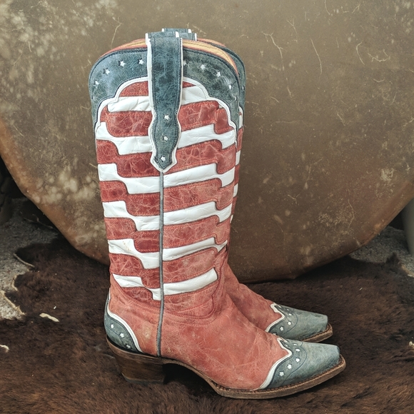 CORRAL A2515 ladies leather American Flag USA western cowboy boots snip toe sz 6 - Picture 6 of 15